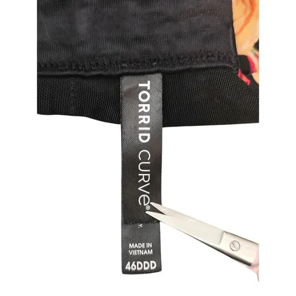 Torrid Curve 360 Back Smoothing Push-Up Black Floral Women's Bra 46DDD - Picture 4 of 5